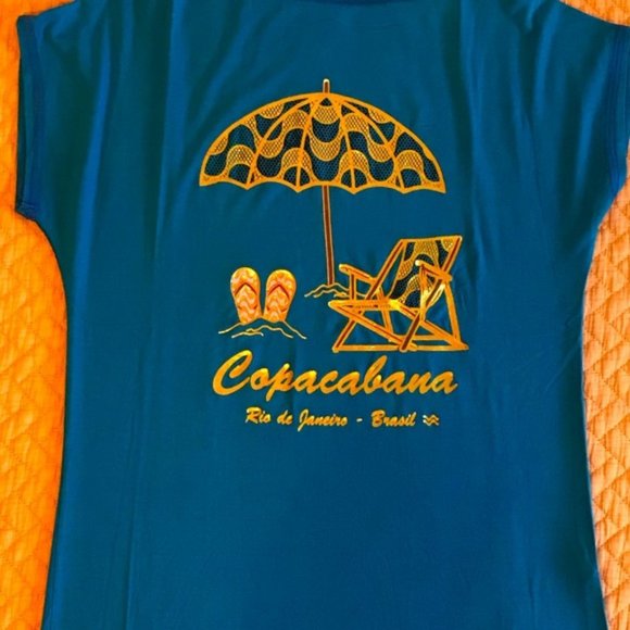 Rio ♥️ BLUE Sequin Round Neck Short Sleeve Top - Picture 4 of 4